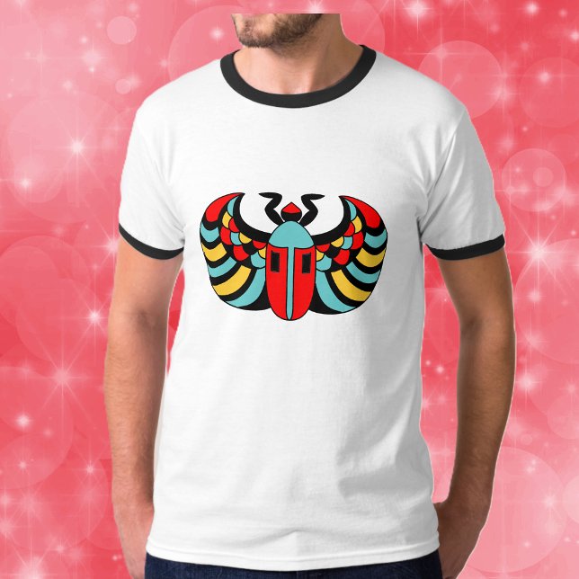 Egyptisk Skarabé Tröja (Bold abstract Scarab beetle in black, red, blue and yellow on tee shirt.)