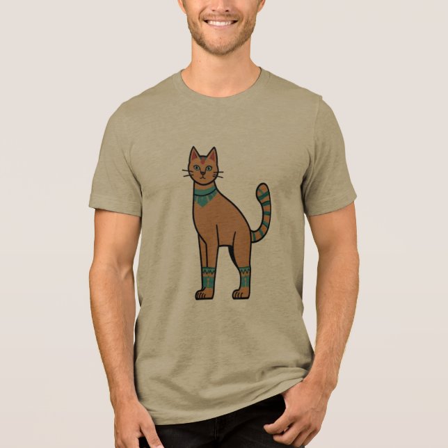 Egyptisk Stil Katt Illustration T-Shirt (Framsida)