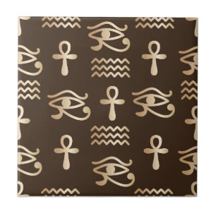 Egyptisk Symbol Ankh Horus Öga Mönster Kakelplatta