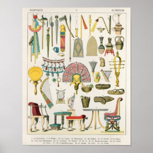 Egyptisk tillbehör, från 'Trachten der Voelker Poster