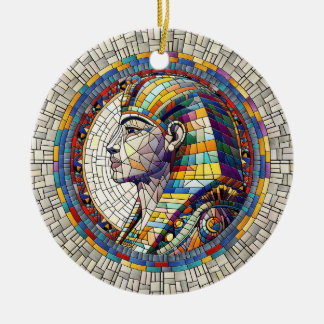 Egyptisk Underbar Sphinx-Mosaic Art Julgransprydnad Keramik