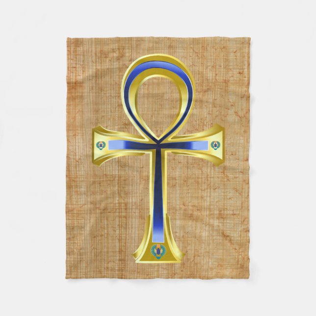 Egyptiska Ankh och Scarabs Fleecefilt (Framsidan)