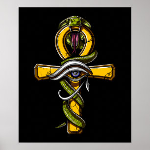 Egyptiska Ankh Öga av Horus Ancient Serpent Symbol Poster