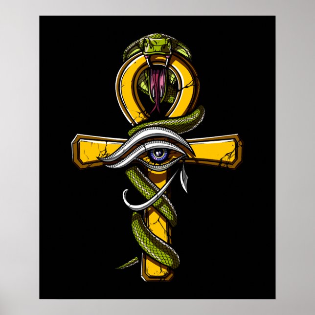 Egyptiska Ankh Öga av Horus Ancient Serpent Symbol Poster (Framsidan)