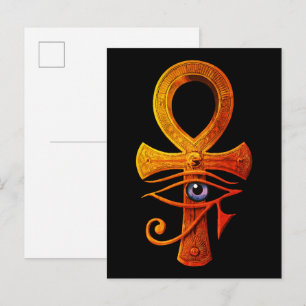 Egyptiska Ankh Ögat av Horus Forntida Symbol Skydd Vykort