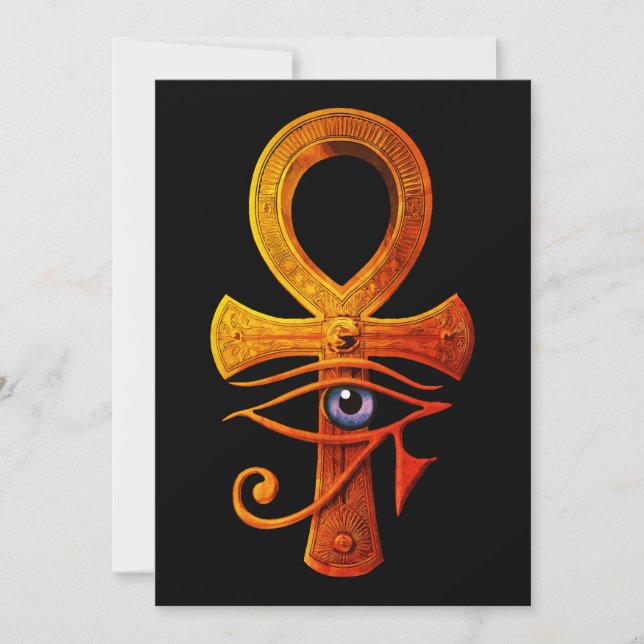 Egyptiska Ankh Ogat Horus Forntida Symbol Skydd Inbjudningar (Framsida)