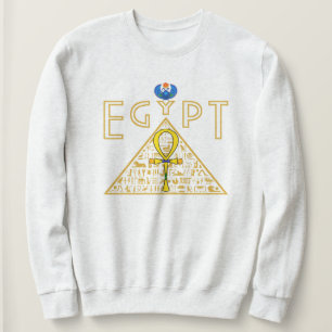 Egyptiska, Ankh, Pyramid och Blue Scarab Sweatshir T Shirt