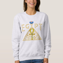 Egyptiska, Ankh, Pyramid och Blue Scarab Sweatshir T Shirt