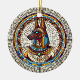 Egyptiska Anubis-Mosaic Art Julgransprydnad Keramik