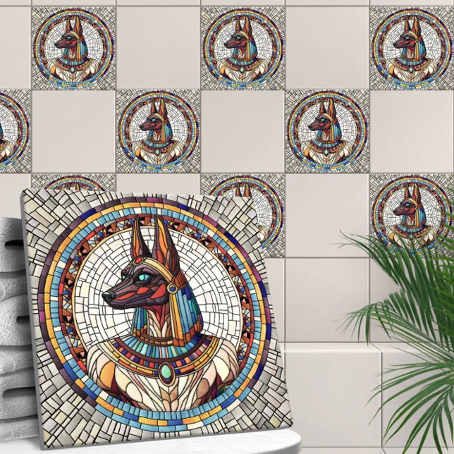 Egyptiska Anubis-Mosaic Art Kakelplatta (Skapare uppladdad)