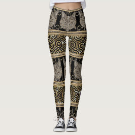 Egyptiska bohemiska stam- katt- & gulddesigner leggings