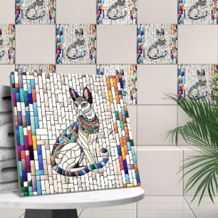 Egyptiska Cat-Mosaic Art Kakelplatta