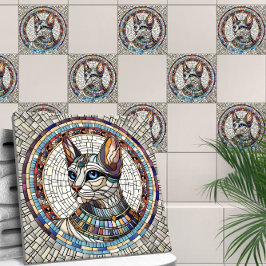 Egyptiska Cat-Mosaic Art Kakelplatta