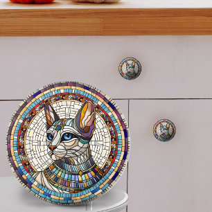 Egyptiska Cat-Mosaic Art Knopp