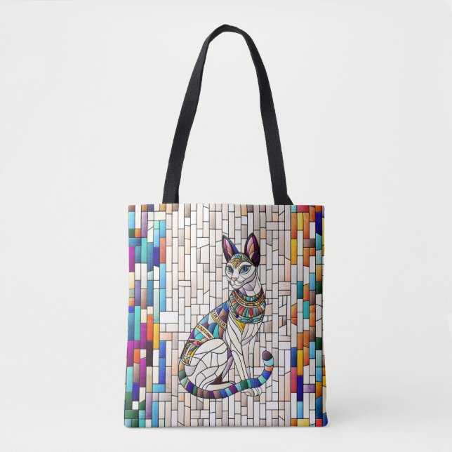 Egyptiska Cat-Mosaic Art Tygkasse (Framsida)