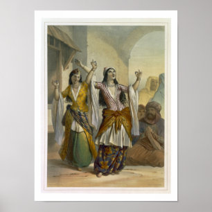 Egyptiska dansflickor som utför Ghawazien på R Poster