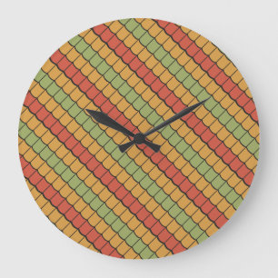 Egyptiska fjädrar Red Gult Round Wall Clock Stor Klocka