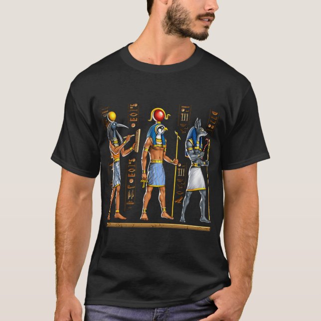 Egyptiska gudar Anubis Thoth och Horus T Shirt (Framsida)