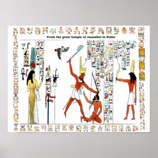 Egyptiska gudar och hieroglyfer bilder poster