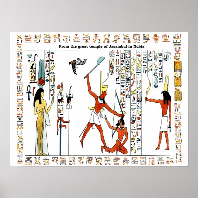 Egyptiska gudar och hieroglyfer bilder poster (Framsidan)