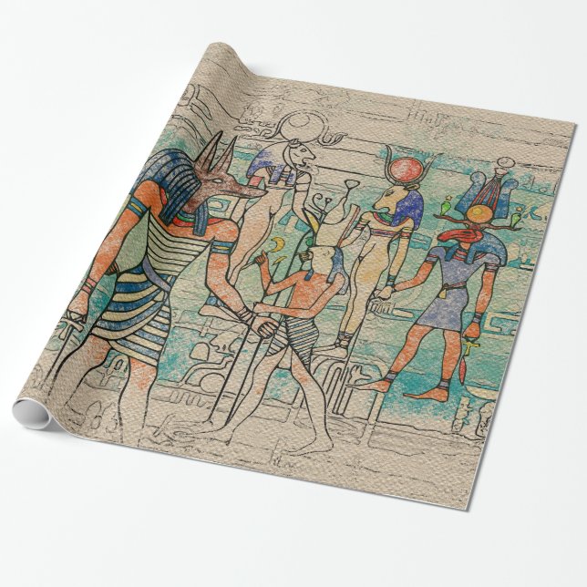 Egyptiska gudar på kanfas presentpapper (Utrullad)