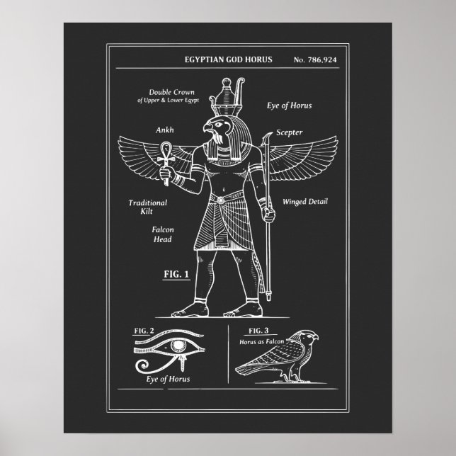 Egyptiska guden Horus ritning Poster (Framsidan)