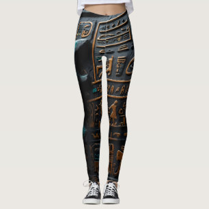 Egyptiska Guld Hieroglyphic Leggings