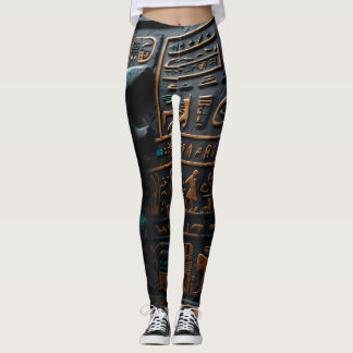 Egyptiska Guld Hieroglyphic Leggings
