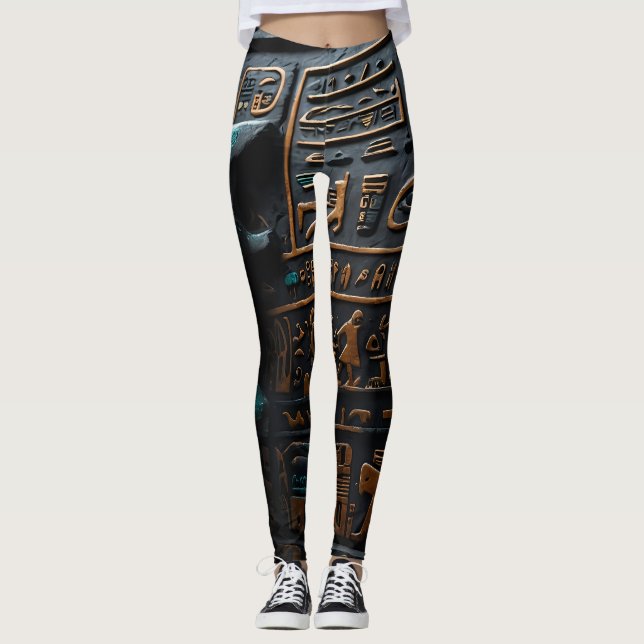 Egyptiska Guld Hieroglyphic Leggings (Framsida)