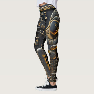 Egyptiska Guld Hieroglyphic Leggings