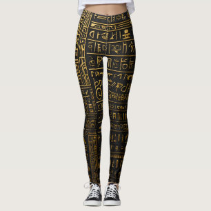 Egyptiska Guld Hieroglyphic Leggings