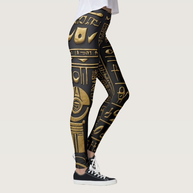 Egyptiska Guld Hieroglyphic Leggings (Höger)