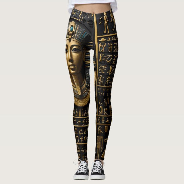 Egyptiska Guld Hieroglyphic Leggings (Framsida)