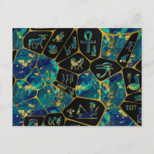 Egyptiska Guld och Marble Voronoi-diagram Vykort