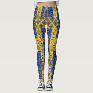 Egyptiska guld- symboler på den Lapis lazulien Leggings