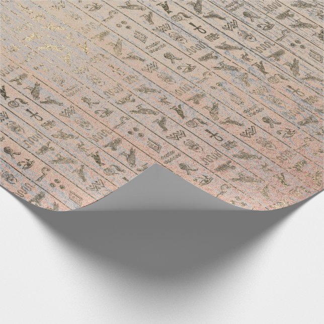 Egyptiska heroglyfer Silver Foxier  Ro Wood Presentpapper (Hörn)