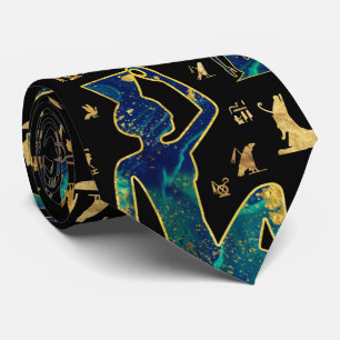 Egyptiska hieroglyféer Marble och Guld Slips