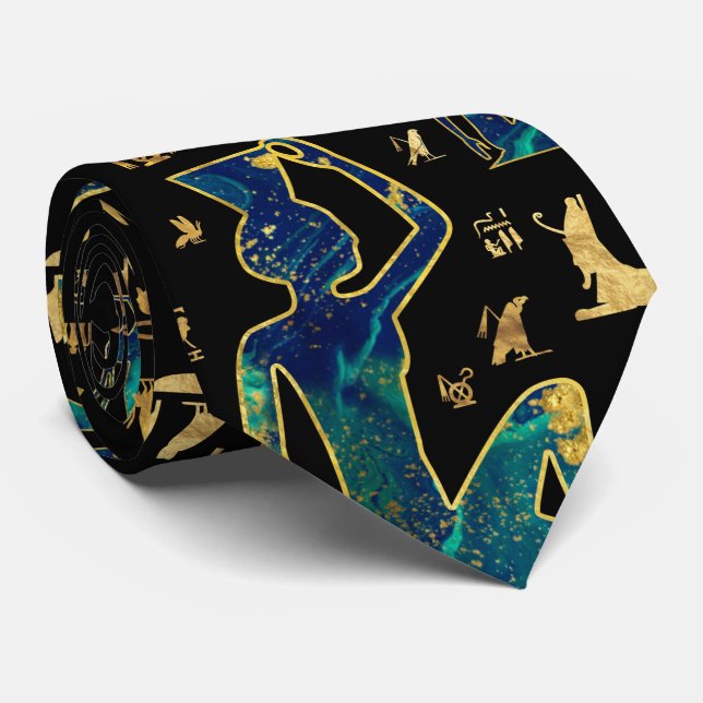 Egyptiska hieroglyféer Marble och Guld Slips (Rullad)