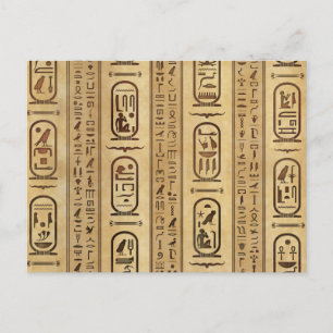 Egyptiska hieroglyfer antika textur vykort