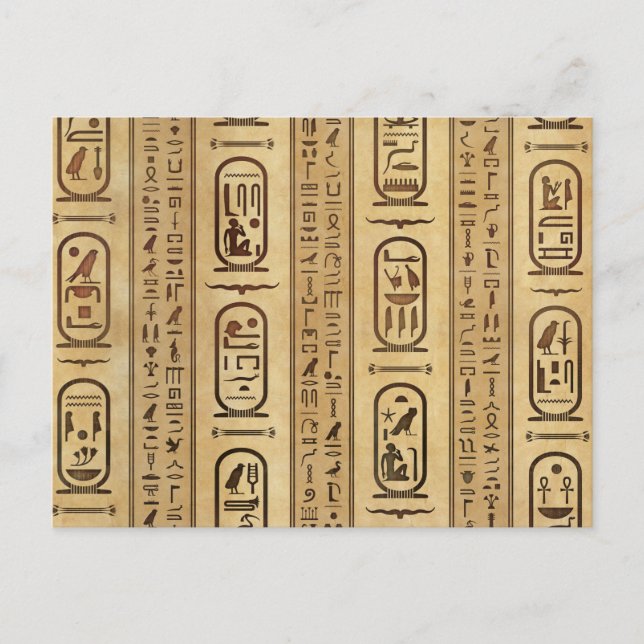 Egyptiska hieroglyfer antika textur vykort (Framsida)