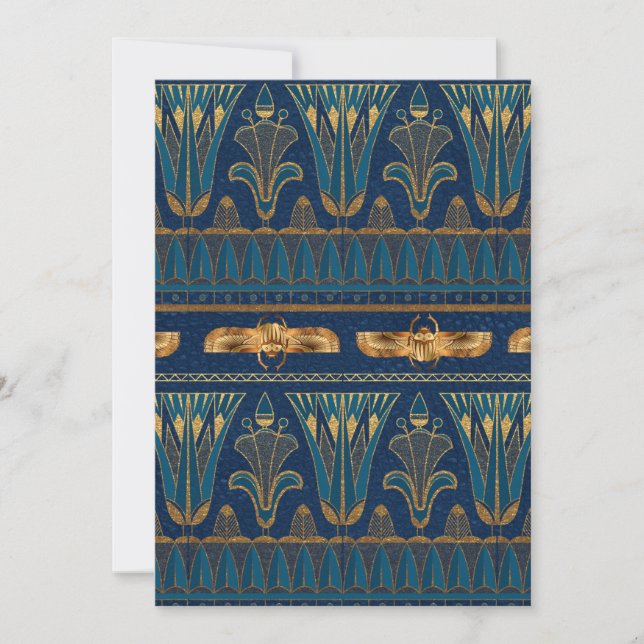 Egyptiska Hieroglyfer Guld Baggar Gyllene Glitter Inbjudningar (Framsida)