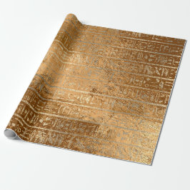 Egyptiska Hieroglyfer Guld Grass Metallic Rand Presentpapper