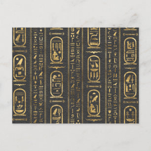 Egyptiska hieroglyfer Guld på läder Vykort