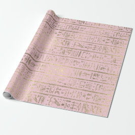Egyptiska Hieroglyfer Guld Pastel Rosa Pastel Sepi Presentpapper