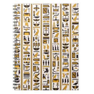 Egyptiska hieroglyfer gult-black färg sömlös anteckningsbok