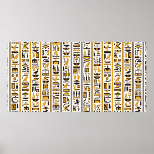 Egyptiska hieroglyfer gult-black färg sömlös poster