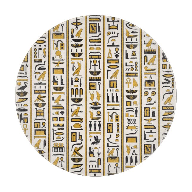 Egyptiska Hieroglyfer: Gult-Black Seamless. (Framsidan)