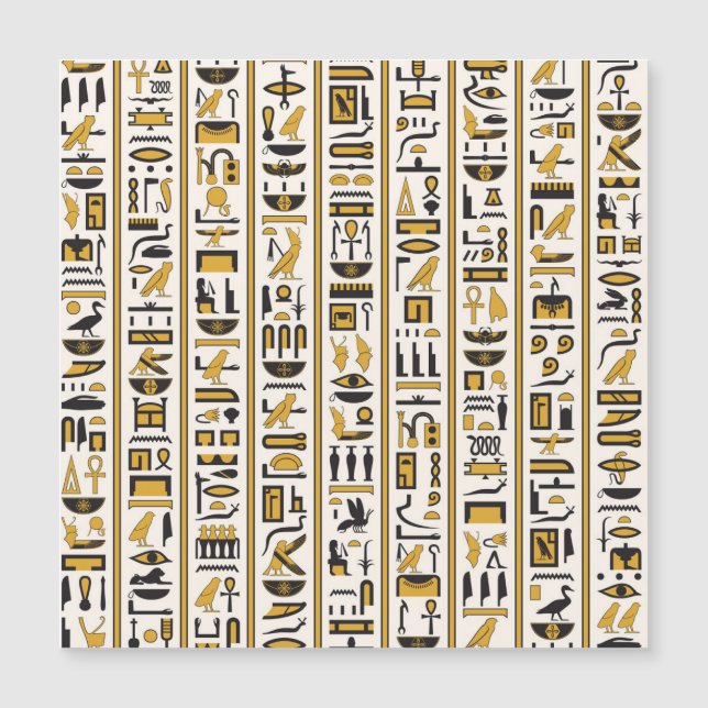 Egyptiska Hieroglyfer: Gult-Black Seamless. (Framsida)