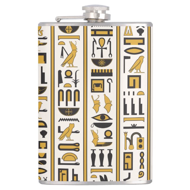 Egyptiska Hieroglyfer: Gult-Black Seamless. Fickplunta (Framsidan)