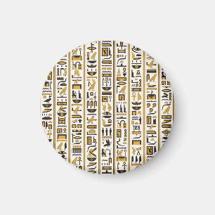 Egyptiska Hieroglyfer: Gult-Black Seamless. Magnet